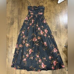Maxi brown reformation dress with pink florals